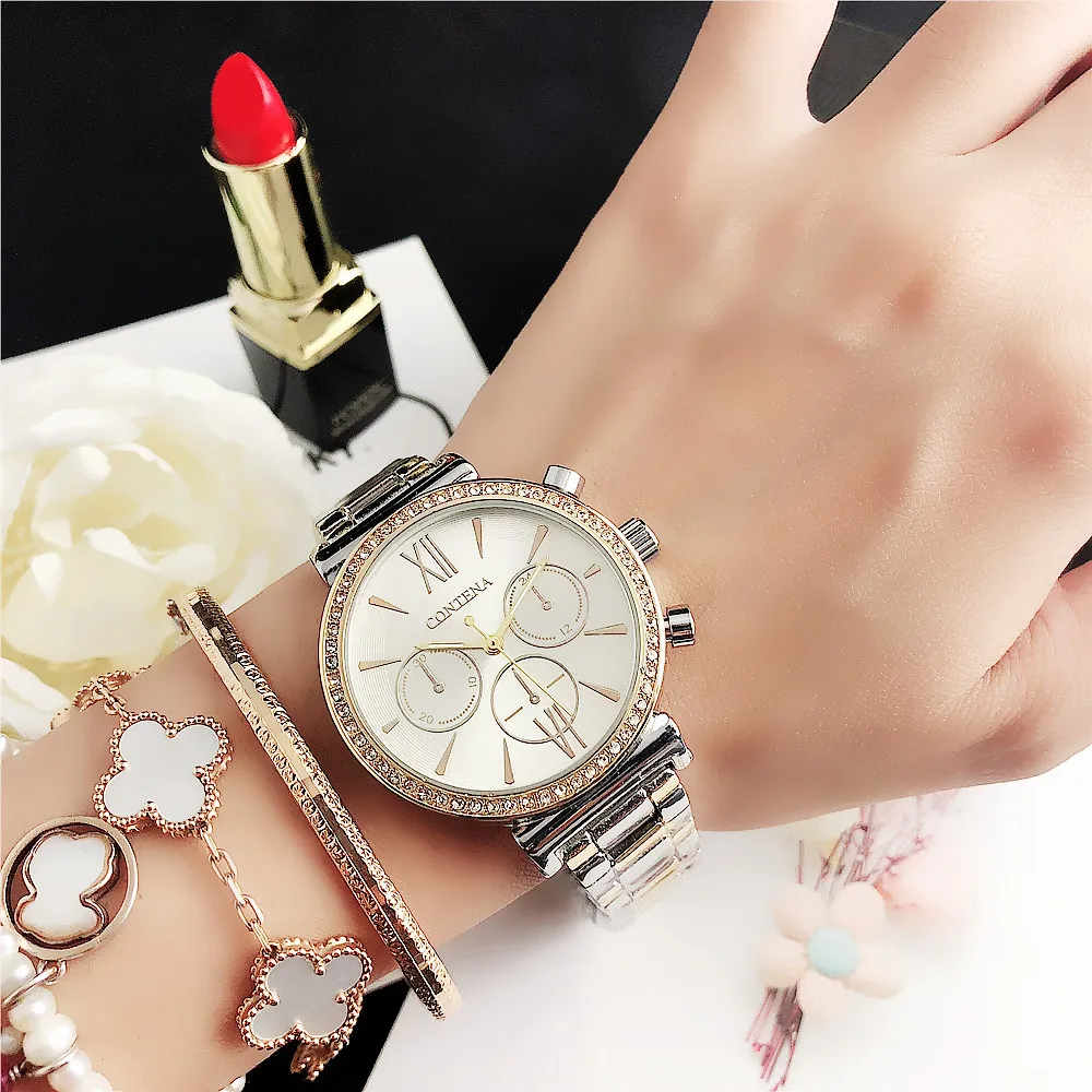 

1011 New style watch fashion simple retro three eye six needle women's watch atmospheric quartz watch