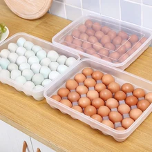 HIFUAR Egg Storage Box 34 Girds Clear Plastic Egg Case Organizer Holder Box Container Egg Case for Refrigerator Capacity New