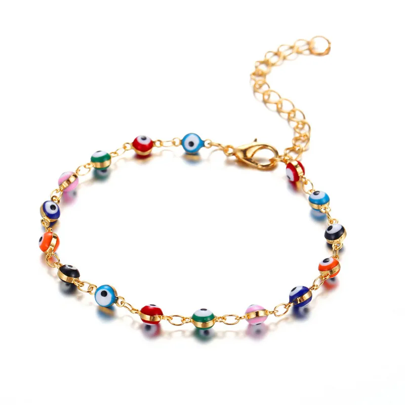 Bohemian Turkish Eyes Beads Anklets For Women Summer Ocean Beach Accessories Evil Eye Pendant Ankle Bracelet Jewelry Gift