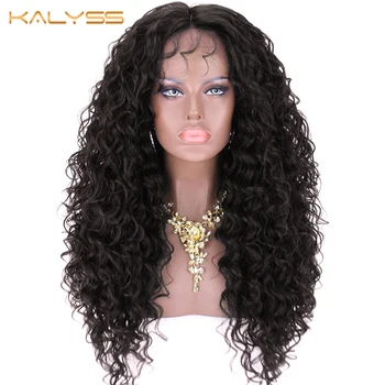 

Kalyss 22 inches Synthetic Lace Fronts Wig for Black Women Nature Black Lightweight Curly Wavy Lace Frontal Wigs with Baby Hairs