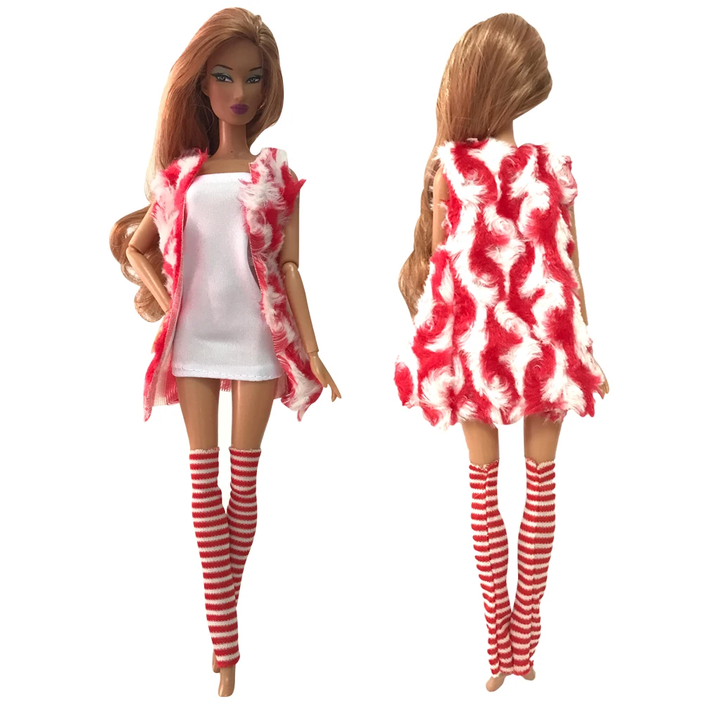 NK один набор Кукольное платье ручной работы осенняя одежда Топ Мода наряд чулок для Барби аксессуары для кукол игрушки подарок 276A 10X