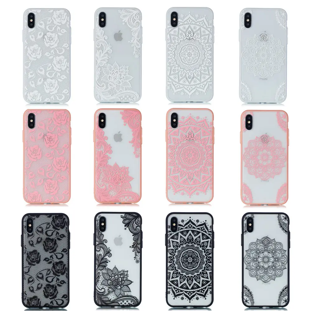 Роскошный приталенный Чехол для iPhone X XS MAX XR 6 6S 7 8 Plus 5 5S SE Мягкий Бампер кружева