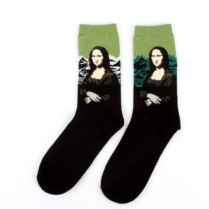 Лидер продаж, классические осенне-зимние женские носки в стиле ретро, персональное Искусство Ван Гога, росписи, всемирно известная живопись, женские носки, масляные счастливые носки - Цвет: 1