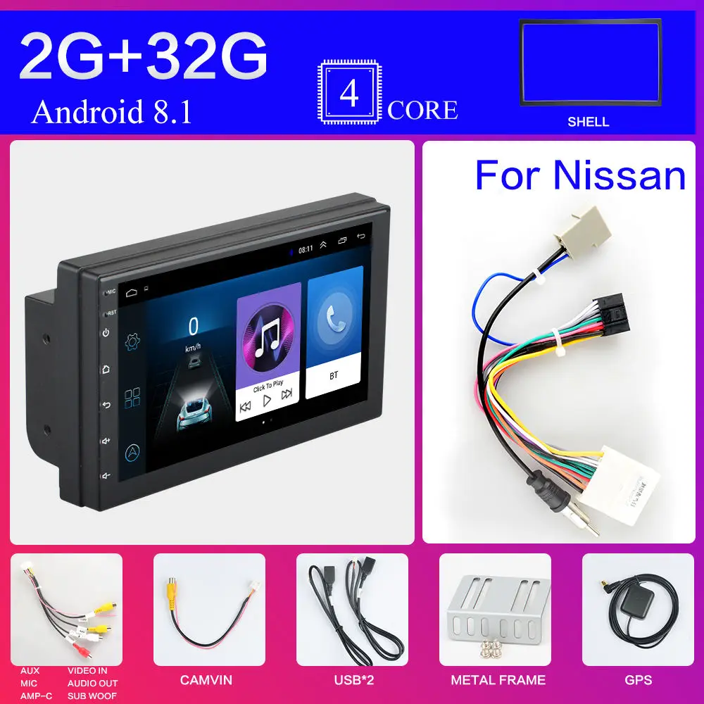 2din Android 8,1 автомобильный мультимедийный плеер gps Wifi DAB FM Bluetooth 7 дюймов USB без DVD 2 din авторадио радио навигация - Цвет: Серый