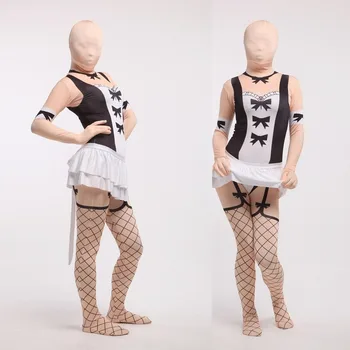 

2019cosplay Halloween Day Cosplay Maid Meat Color Sexy Stockings Spandex Fully Enveloped Comfortable Breathable Tight Skirt Set