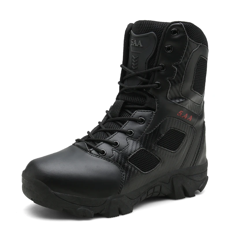 Армейские ботинки для мужчин, альпинизма, треккинга, легкие водонепроницаемые Тактические Сапоги, уличная походная обувь, дышащая сетка, Армейская Обувь - Цвет: 068 black