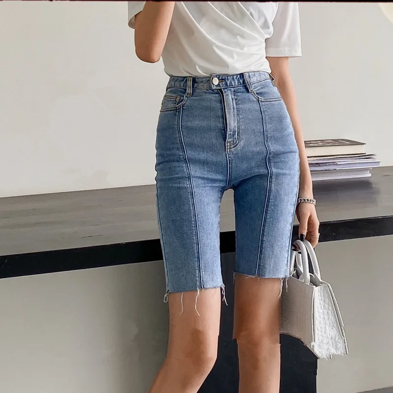 Half Jeans Pants Black Shorts Female 
