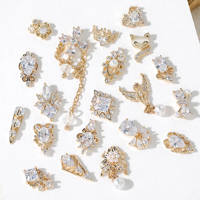 1 piece high end luxury 3D metal zircon manicure Japanese manicure high quality crystal manicure diamond Amulet 5