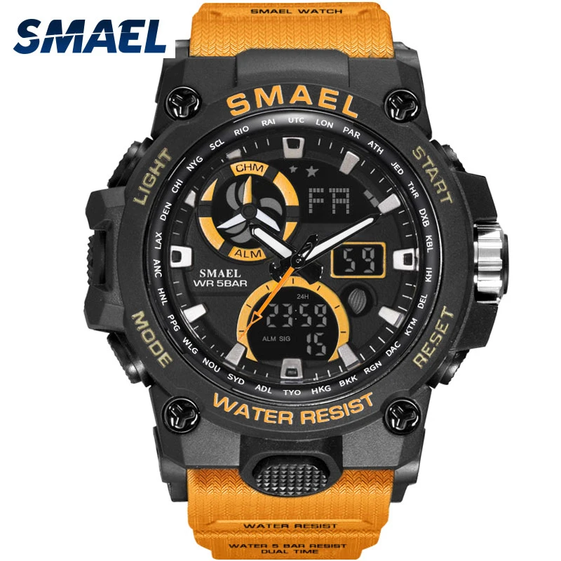 Skup Sport Watch mężczyźni marka smael zabawki męskie zegarki wojskowe armii S Shock 50m zegarki wodoodporne 8011 modne męskie zegarki sportowe