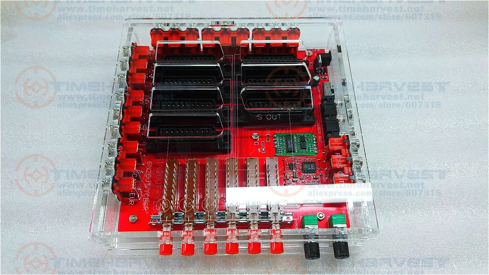 Новый акриловый чехол Mini SCART дистрибьютор конвертер видео 6 вход 1 выход Авто