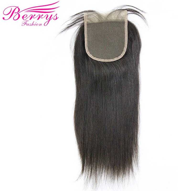 

[Berrys Fashion] Lace Closure Straight Brazilian hair 4*4 Virgin Human Hair Free Part Middle Part Lace Closure With Baby Hair