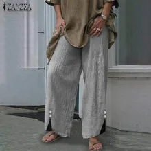 Брюки ZANZEA женские осенние винтажные боты широкие брюки Pantalon Femme длинные брюки Плюс Размер повседневные рабочие брюки уличная