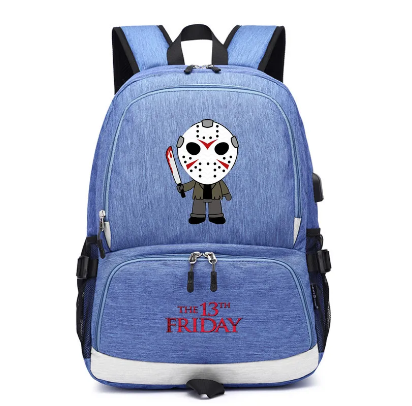 Friday the 13th Джейсон Вурхиз usb зарядка Рюкзак Школьный рюкзак брезентовый сумки на плечо ноутбук дорожная сумка рюкзак