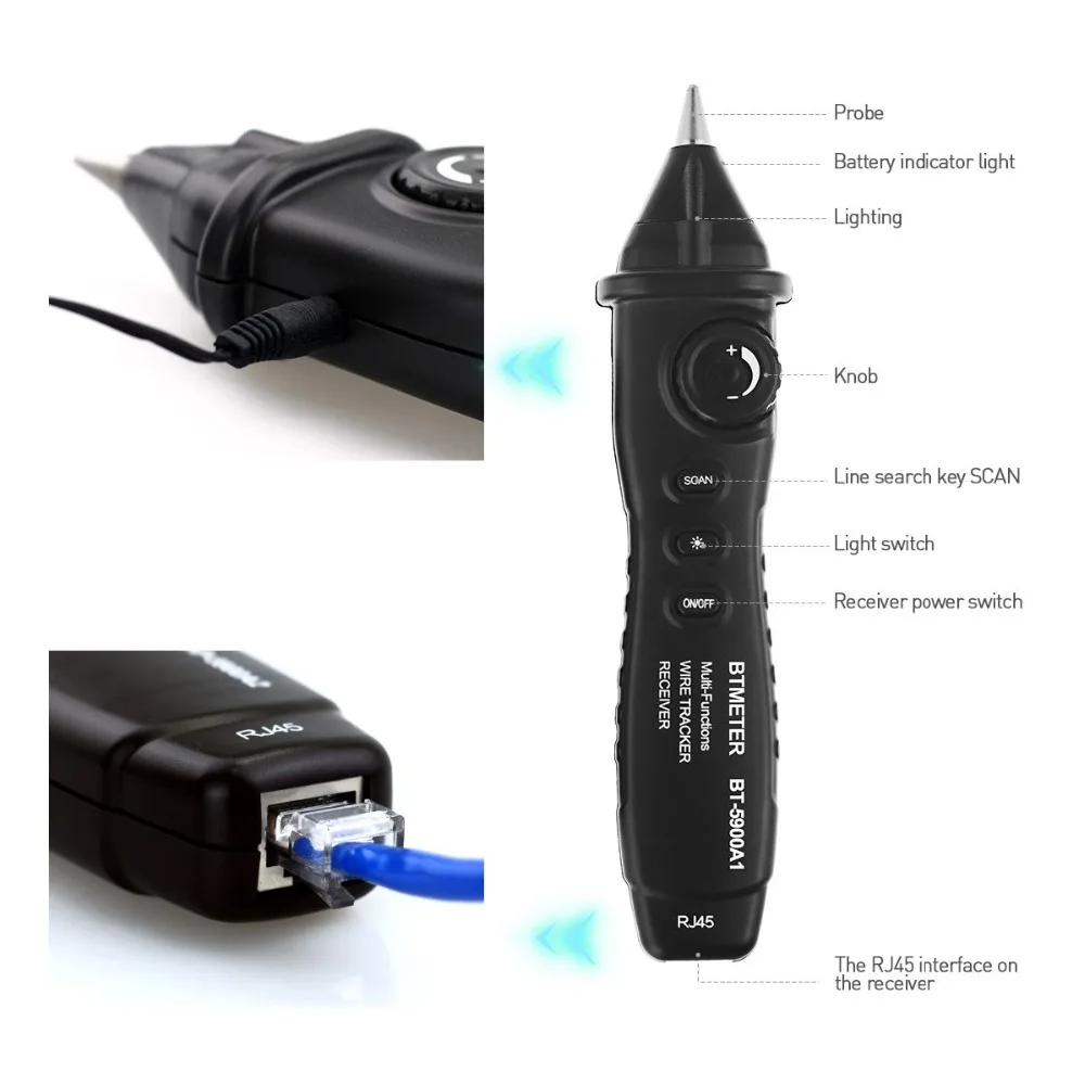 BTMETER BT-5900A кабель Finder Tone генератор зонд Kit-RJ11 RJ45 провода трекер тонер Ethernet LAN сети, непрерывность проверки