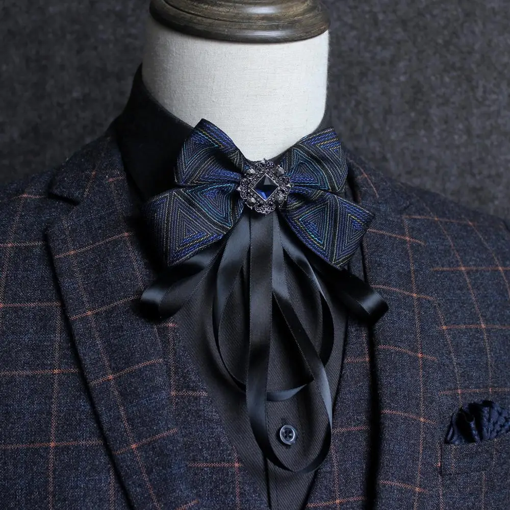 Ribbon Bow Tie Британский мужской женский свадебный Банкетный тонкий галстук-бабочка с узором пейсли в полоску с цветочным принтом эластичная лента сплав Стразы с кристаллами галстук-бабочка - Цвет: Ribbon Bow Tie
