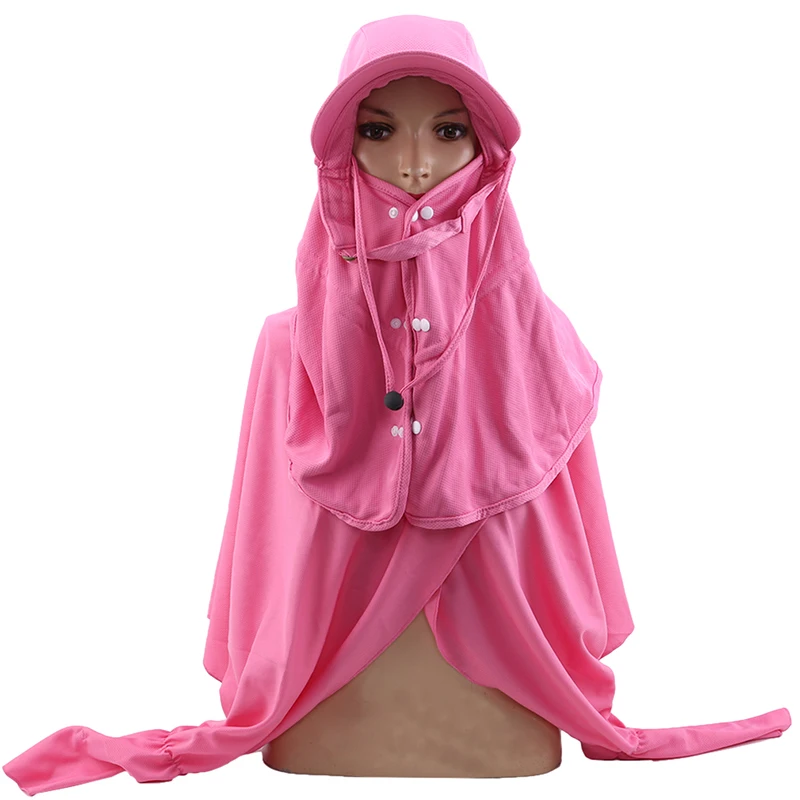 rose Red Летние женские солнцезащитные козырьки 360 градусов для защиты лица и шеи, шаль, одежда с рукавами, костюм, женский костюм для альпинизма, шляпа - Цвет: rose Red