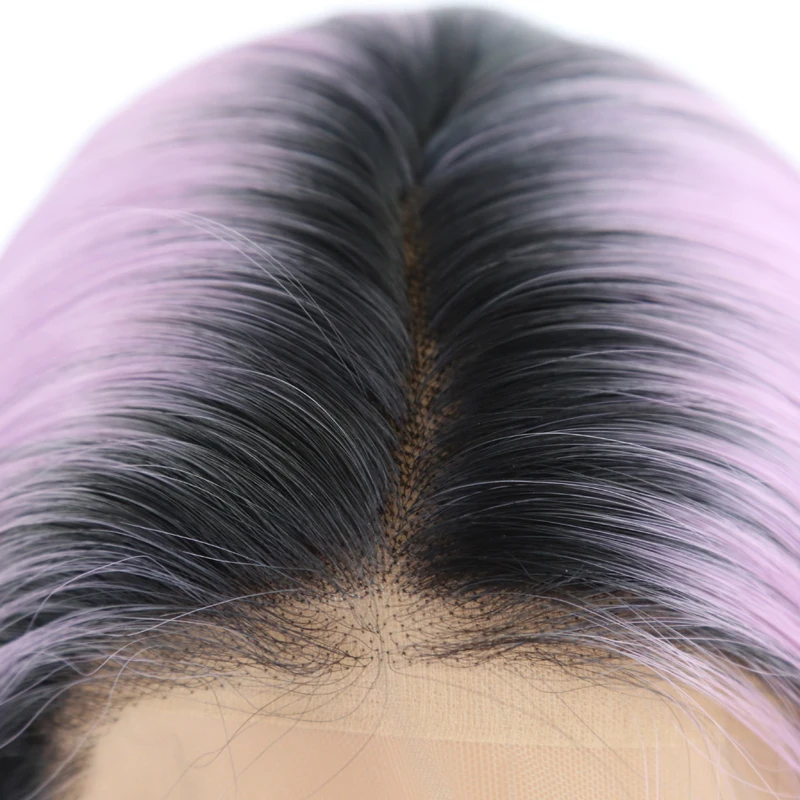 RONGDUOYI длинные прически Silky Straight, высокое качество синтетической Синтетические волосы на кружеве парик боковая часть эффектом деграде(переход от темного к фиолетовые волосы Косплэй 13X6 парики шнурка для Для женщин