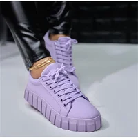 Women's Multi Color Sneakers 2025 New All Season Thick Bottom Ladies Lace Up Comfy Vulcanized Shoes Fashion Large-Sized Flats 2