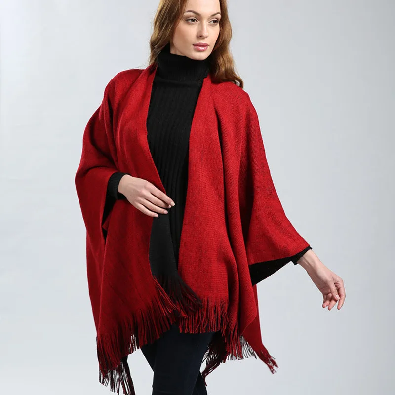 

Europe and the United States knitted fork shawl new six-color optional double-sided functional scarf 2020 shawl women thick