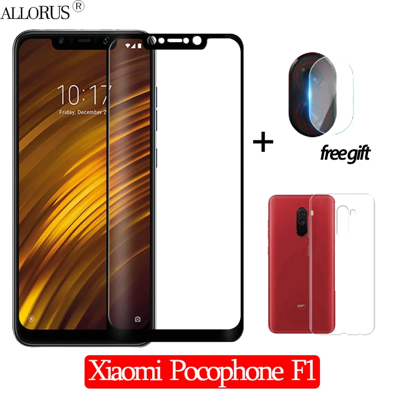 

3-in-1 Case + Camera Tempered Glass For Xiaomi Pocophone F1 Screen Protector Lens Glass xiaomi pocophone f1 Camera Glass 6.18"