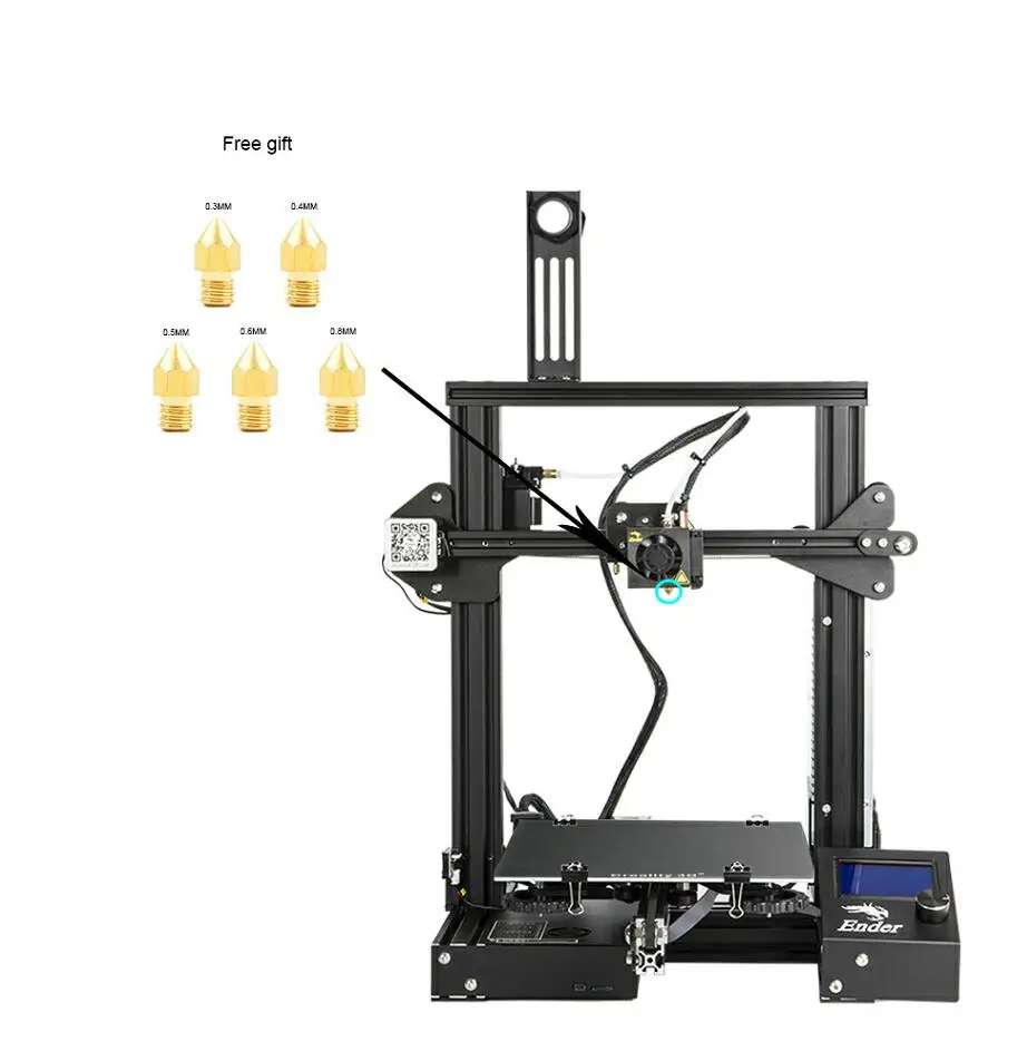 Ender-3 n Nozzle Ender-3 3D Pinter DIY KIT стекло/Съемная кровать большой выбор размер печати Ender 3 сохранение мощности v-слот Prusa i3 Creality 3D - Цвет: Ender-3 n Nozzle