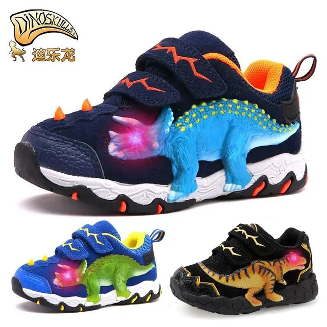 US $33.47 DINOSKULLS 310 Boys Autumn Shoes Dinosaur LED Glowing Sneakers 2019 Childrens Sports Shoes 3D Tr