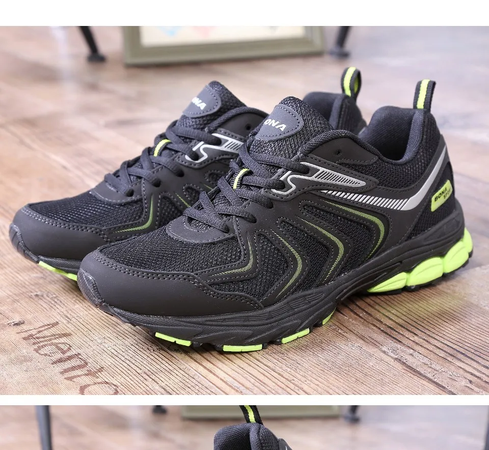 BONA Zapatos de hombre, мужские кроссовки, на шнуровке, дышащие, удобные, уличные, для мужчин, красивые тренды, спортивные кроссовки