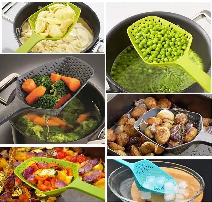 1pc No-stick Plastic Drain Shovel Strainers Water Leaking Shovel Ice Shovel Fishing Fence Colanders Kitchen Gadget Cooking Tool