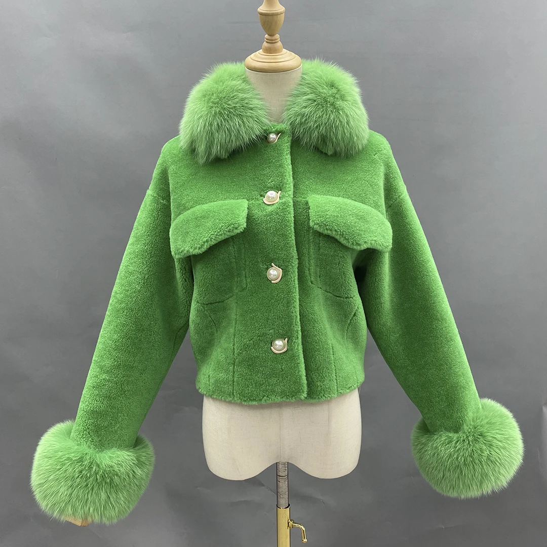 MISSJANEFUR 2021 Wool Jacket Women Autumn Winter Coat Real Fur