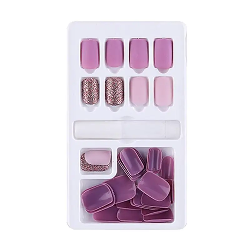 30pcs Fake Nail Full Cover Manicure Patch Fashion Back Glue Sticker Removable Reusable Makeup Tools Solid Color Nail Patch - Цвет: J