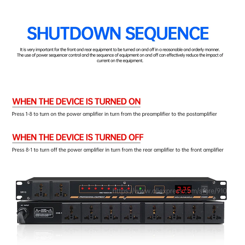 Controle de Sequência Equipamento para dj Sistema de Som Fonte de Alimentação Profissional com 10 Canais Profissional Sr10-amplificador - Image 4