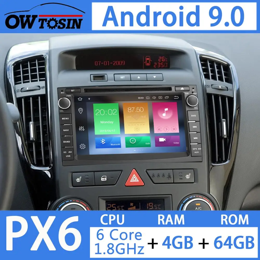 2Din 8 ядерный Android 9,0 PX6 4G+ 64G Автомобильный dvd-плеер для KIA Ceed Venga DSP Авто CarPlay радио gps навигация мультимедиа головное устройство