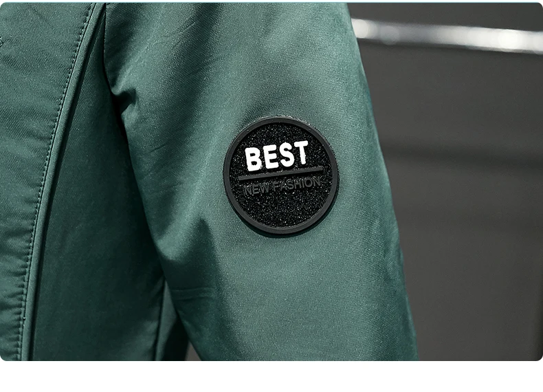 Promotion Green Black Beige Jacket Men Casual Hooded Coat Letter Print Armband 2020 New Fashion Clothing Zipper Windbreaker Jackets Male