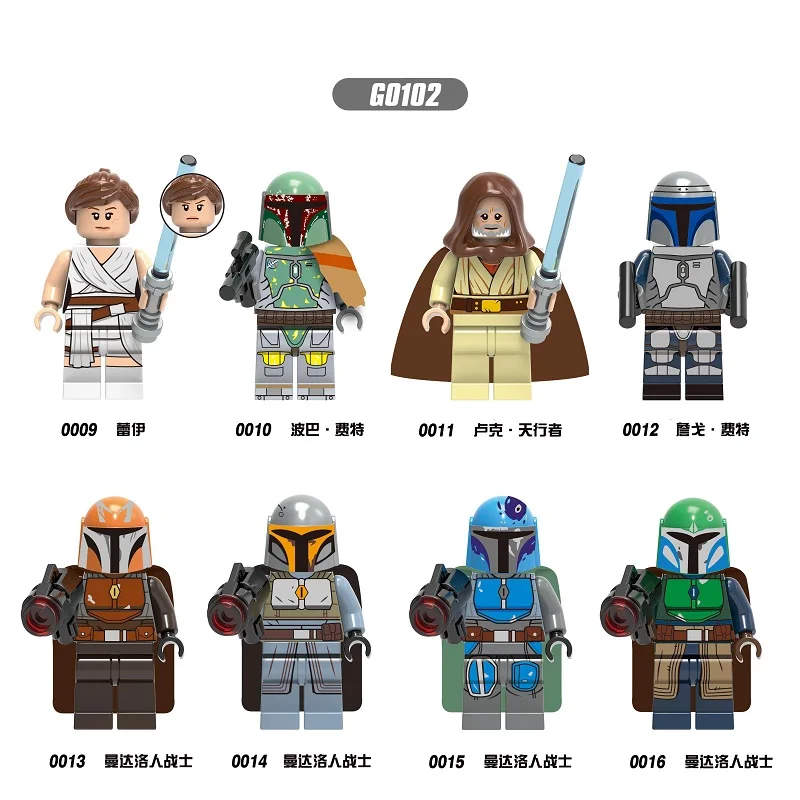 Legoed Stars Wars Building Blocks Rey Fett Luke Skywalker Mandalorian Warrior Jango Baby Yoda Figures For Children Toys G0102