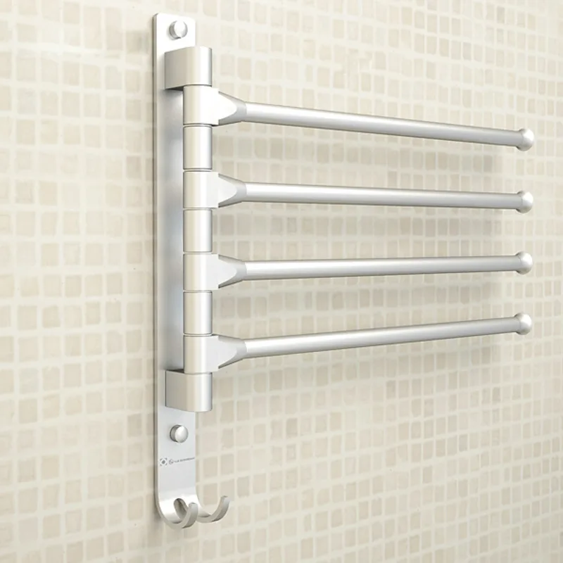 European Space Aluminum Towel Rack, Hanging with Hooks, Movable Towel Bars, Bathroom Products, 4, 3, 2 Arms