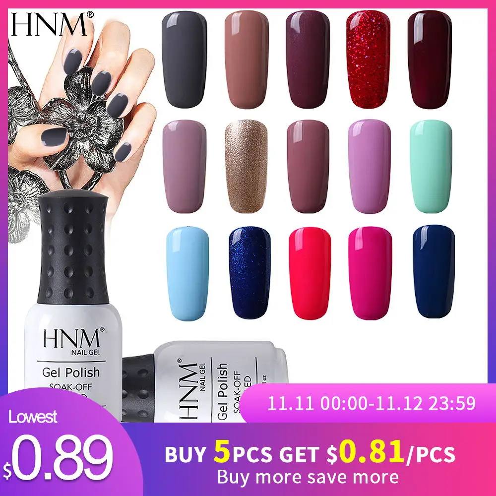 

HNM 8ML Pure 28 Colors UV Gel Nail Polish Soak Off Lucky Lacquer Primer Led Hybrid Varnish Semi Permanent Top Base Paint Gellak