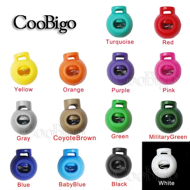 Cord Lock Stoppers 10pcs Spring Stop Toggle Clip Round Ball Plastic For Paracord Shoelace Rope DIY