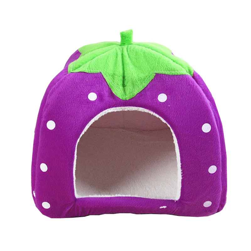 Милая Клубничная собака гнездо Складная Собака собачья Конура-постель для собак кошек животных домик кровать для кошки домик для собаки - Цвет: purple