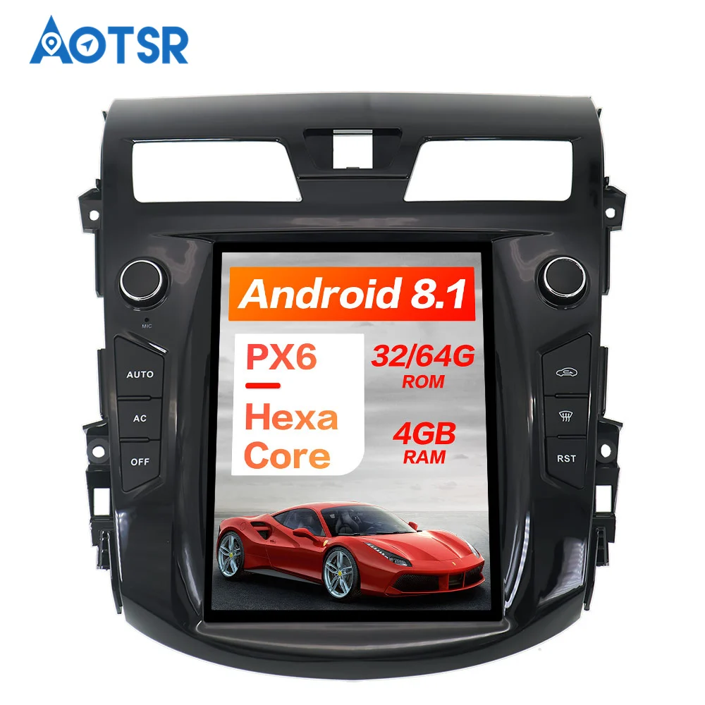 Tesla style px6 Android 8,1 4+ 64G автомобильный DVD плеер gps навигация для NISSAN TEANA 2013+ мультимедийный радио рекордер стереонаушники