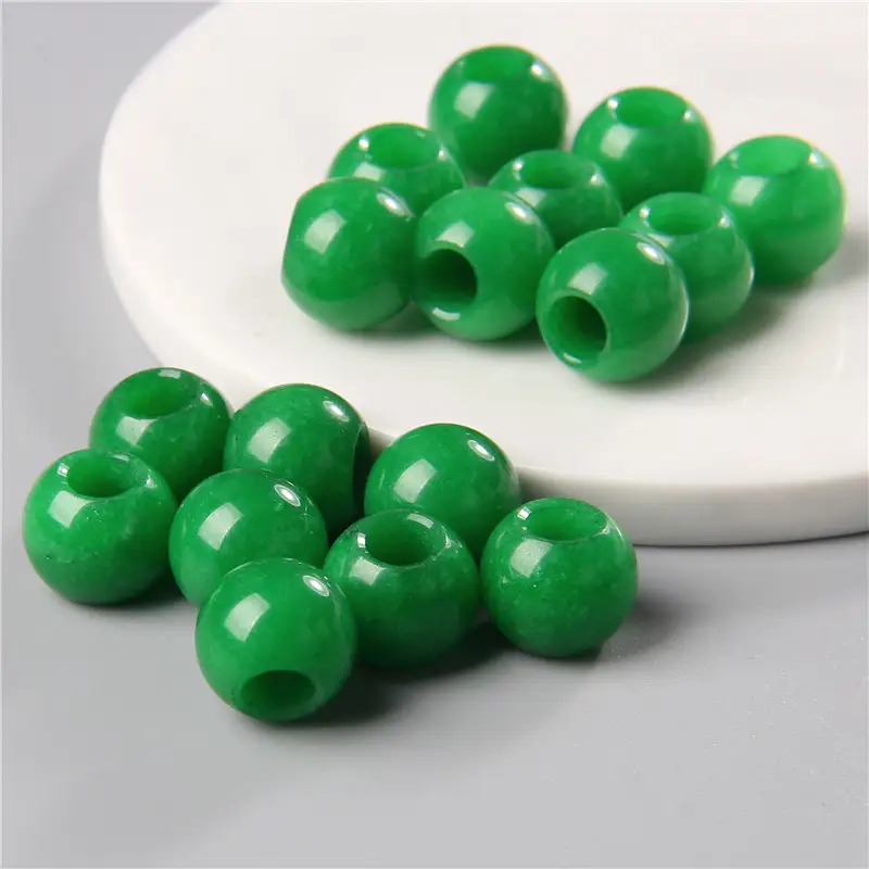 10pcs/Lot 8x14mm 5mm Big Hole Natural Round Jades Jaspe Stone Crystal Spacer Beads Charm Pendant For Jewelry Making Accessories - Image 32