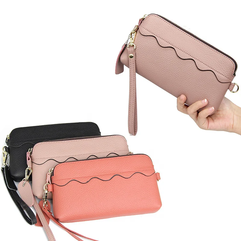 

Full-grain Leather 2019 New Style Wallet Women's Long Wallet Genuine Leather Multi-functional Zipper Handbag Mobile Phone Bag Wa