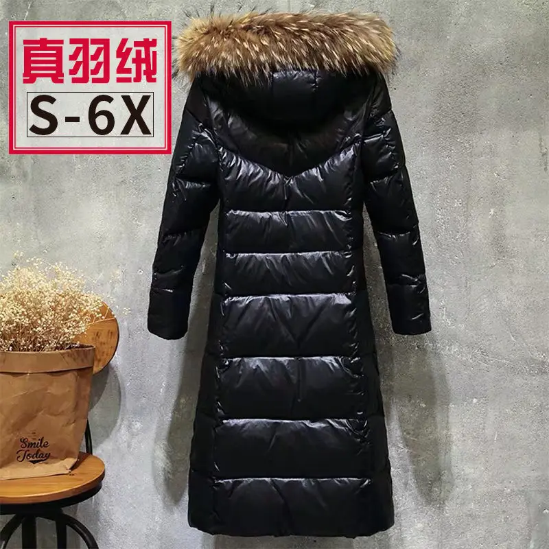 Повседневное плотное теплое пальто размера плюс 6XL, зимняя куртка, женские парки, женские пуховики с капюшоном и меховым воротником