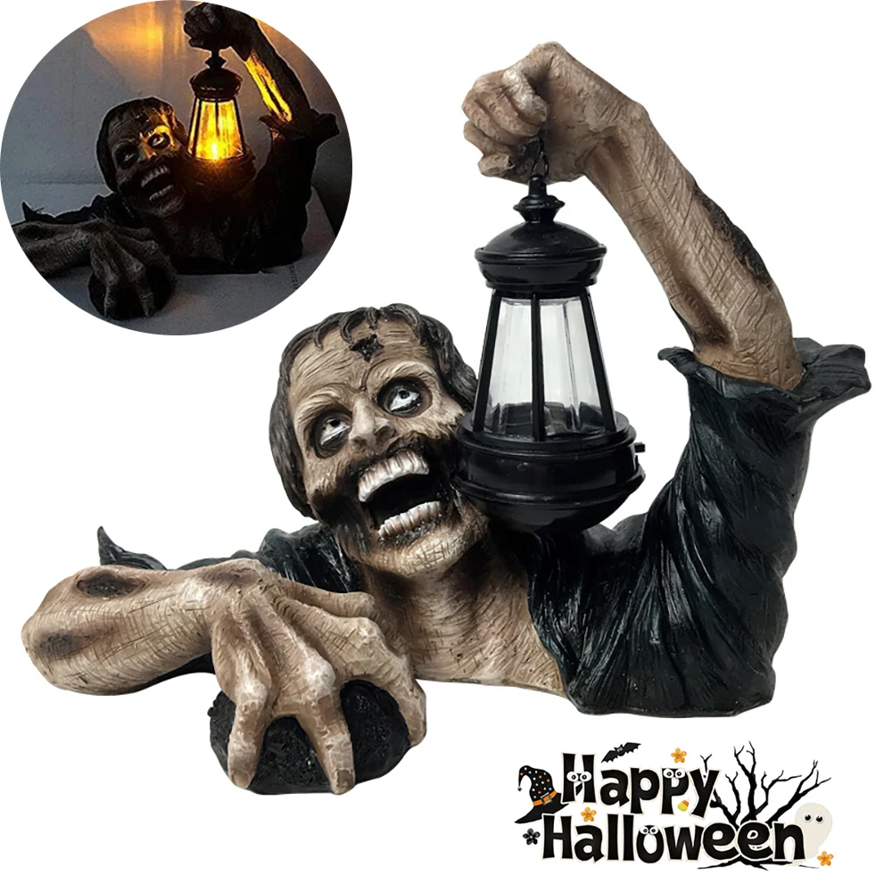 

Halloween Creative Lantern Zombie Terror Outdoor Decor Garden Zombie Statue with Battery Zombie Lantern for Yard