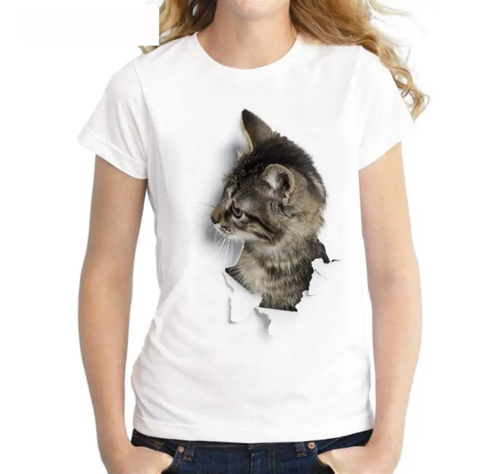women 3D cute cat print T-shirt Tops Tee Summer Female T shirt Girls Short Sleeve T shirt For Women Clothing