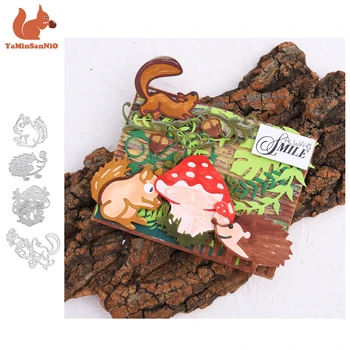 

YaMinSanNiO Cute Animals Squirrel Hedgehog Mushroom Forest Metal Cutting Dies Diy Crafts Dies Supplies Template Embossing New