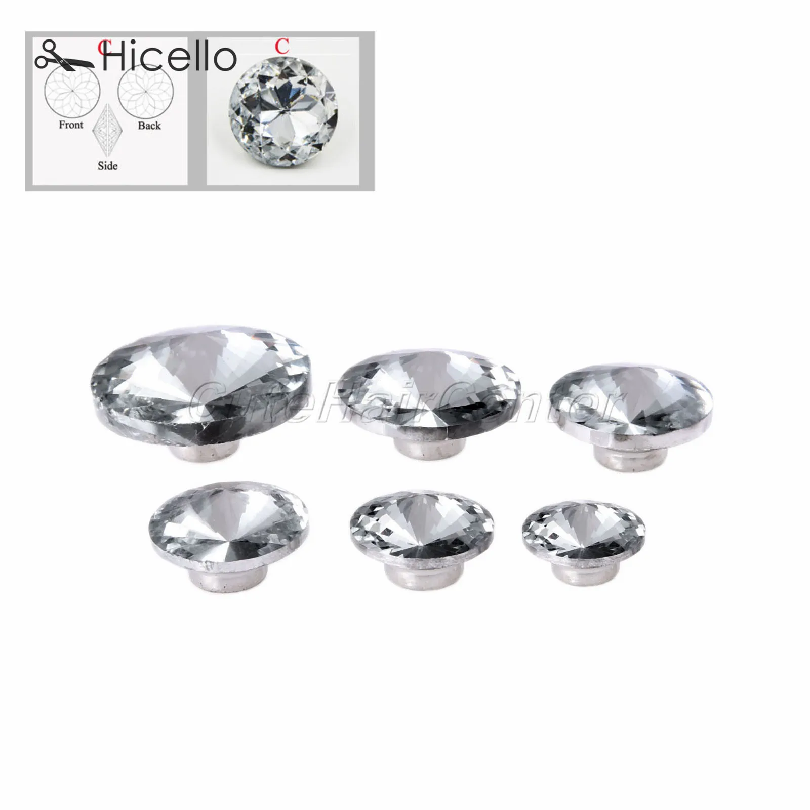 10sets Crystal Buckles Diamond Nails Glass Buttons Decorative Upholstery Knot 16mm/18mm/20mm/22mm/25mm/30mm Decoration Hicello