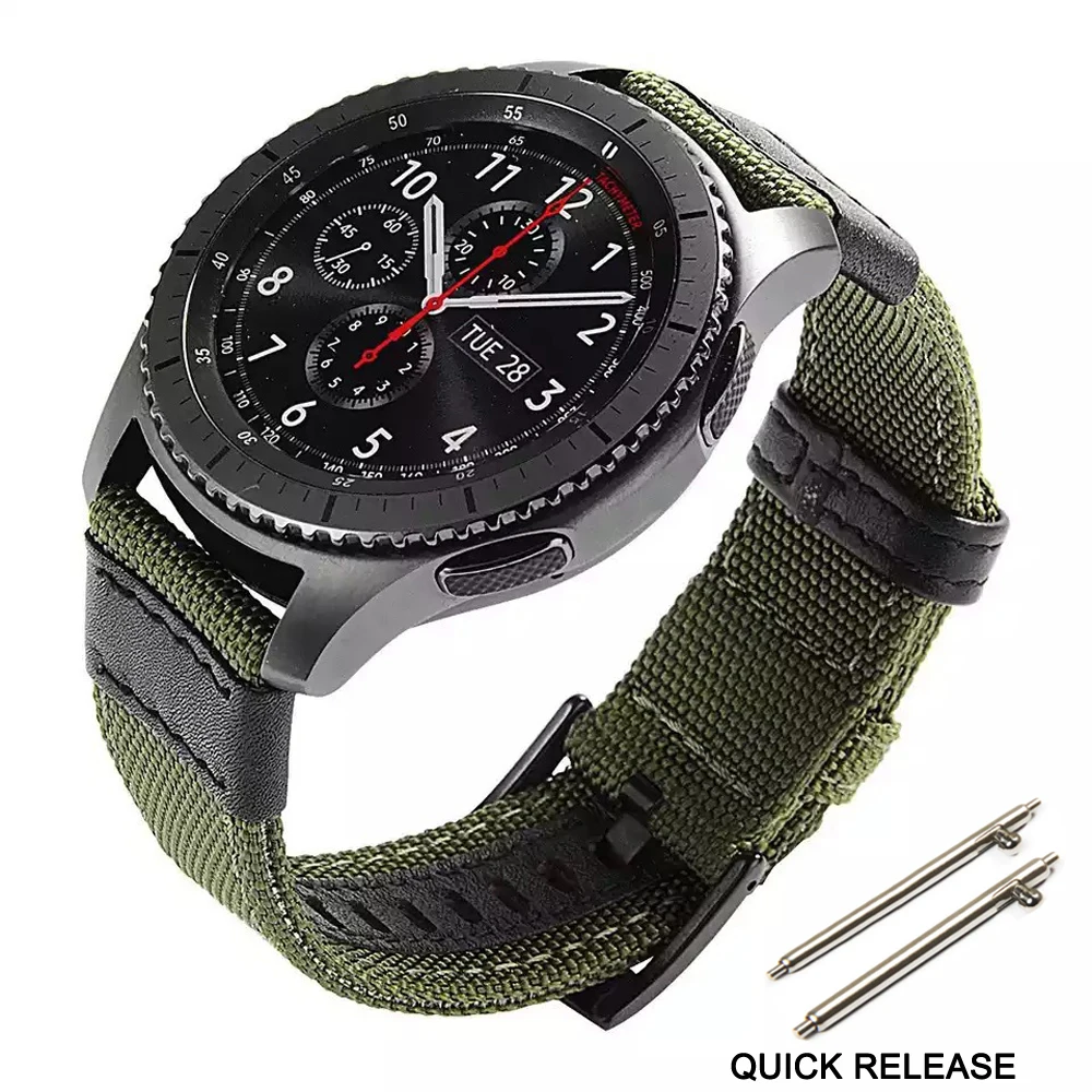 Ремешок нейлоновый мужской для наручных часов Jeep кожаный армейский зеленый