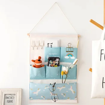 

6-pocket Unicorn Series house wall-mounted storage bag multi-functional sundries folding hanging bag