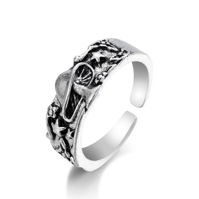 Gothic Skull Flower Angel Rings for Women Hip Hop Silver Color Butterfly Heart Finger Ring Fashion 2021 Trend Jewelry