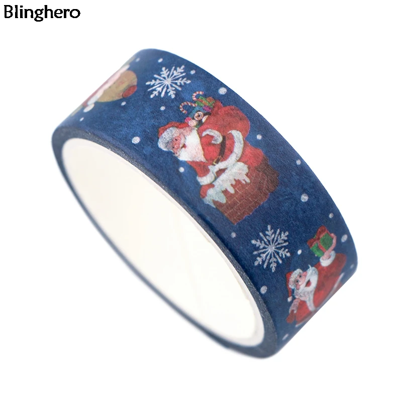 10 шт./компл. Blinghero Рождество 15 мм х 5 м лента Washi мультфильм Санта Клаус малярный скотч Прохладный олень клейкая лента для подарков для Семья BH0401